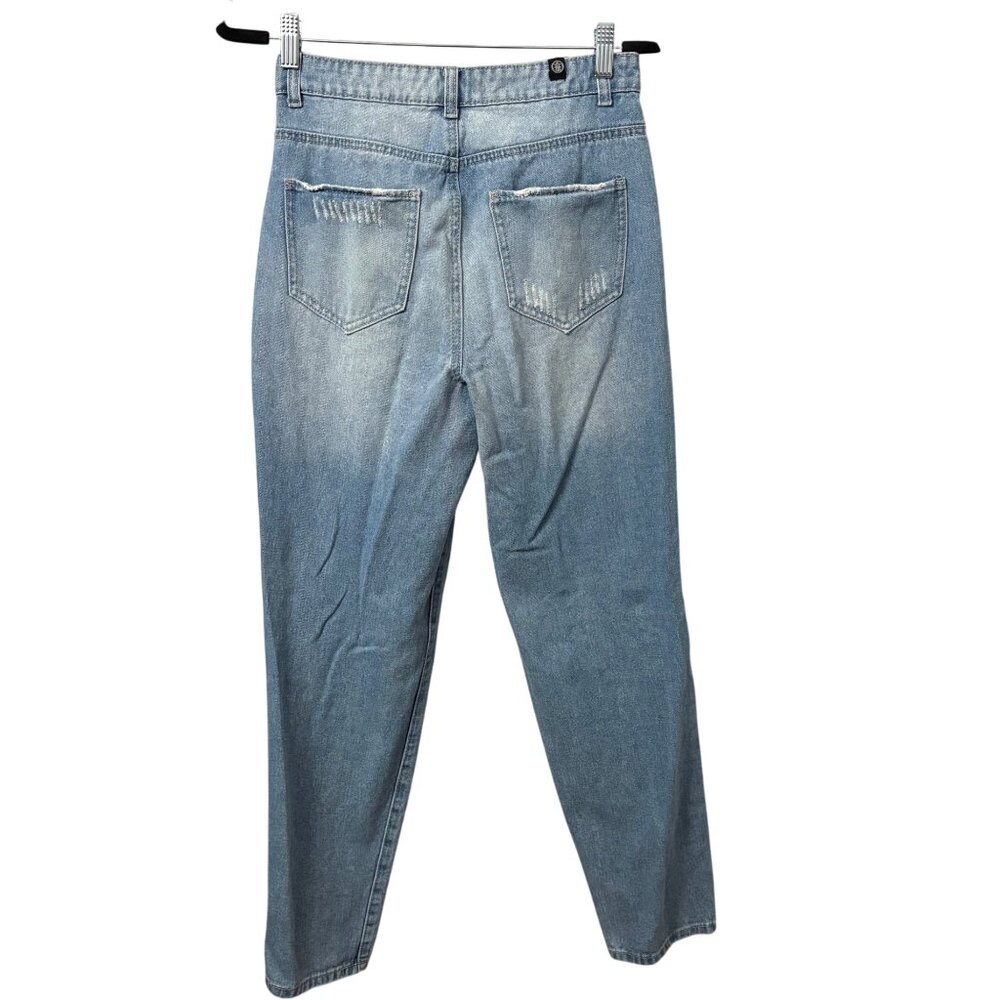 Distressed Blue High-Waisted Mom Jeans By Elite Jeans Size 7/28 - Picture 2 of 11